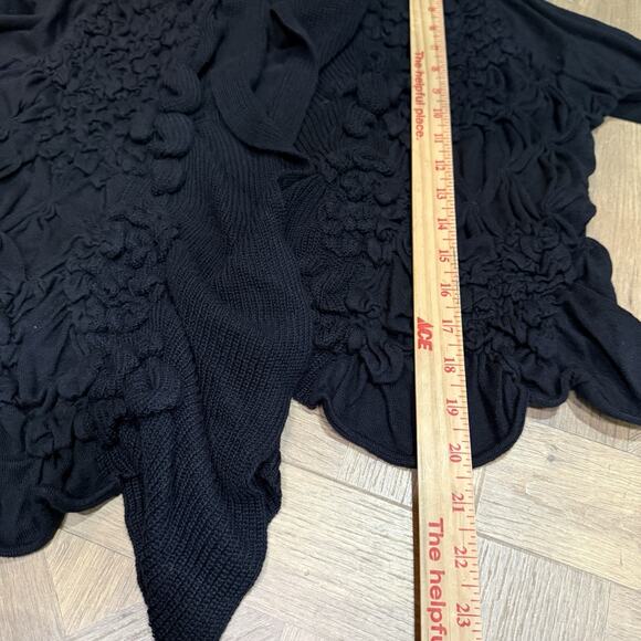 HIROKO KOSHINO Black Smocked Textured Cardigan Women's Size 40 US Small - Picture 10 of 10